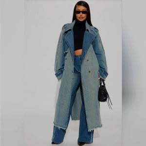 Oversized Denim Trench Coat Sz L Fashion Nova